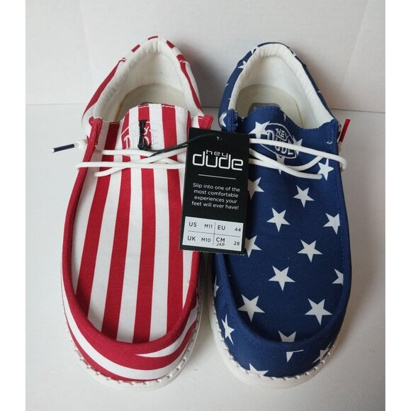 Hey Dude Other - NWT Hey Dude Wally Patriotic American Flag Red Blue Men's Sz 11